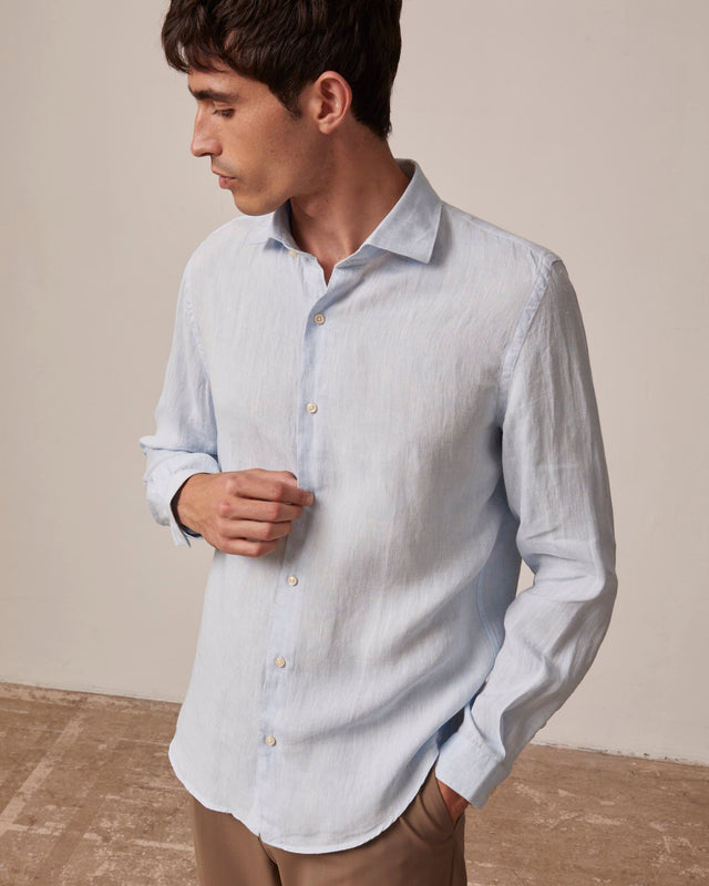 FIGARET - ARISTOTE SHIRT LIGHT BLUE LINEN