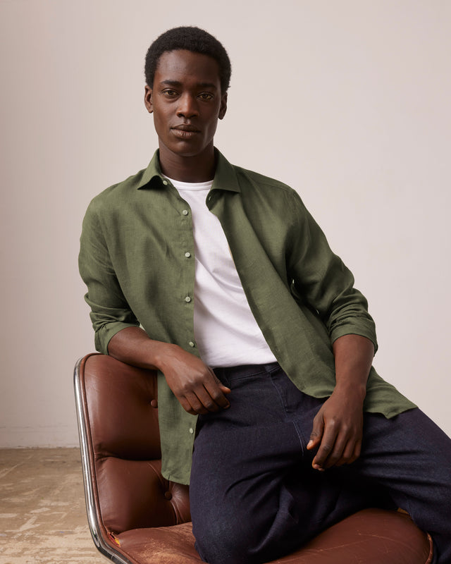 FIGARET - ARISTOTE SHIRT KHAKI LINEN