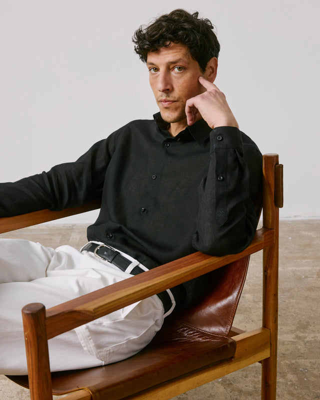 FIGARET - AUGUSTE SHIRT BLACK LINEN