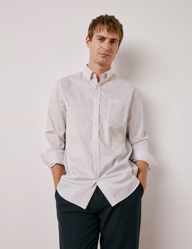 FIGARET - CAMISA A RAYAS MARRON