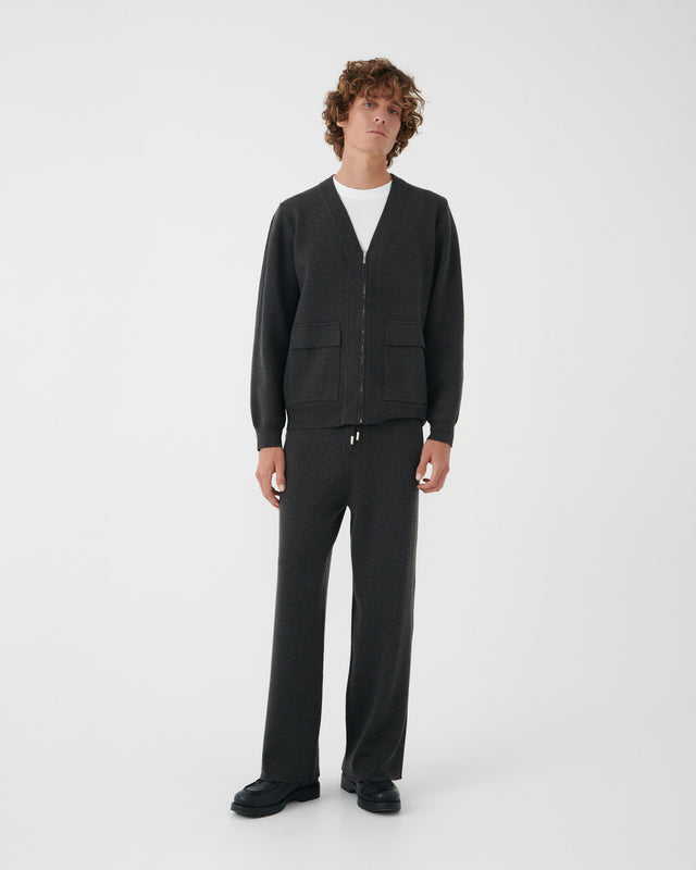 CARDIGAN DE PUNTO CON CREMALLERA GRIS OSCURO