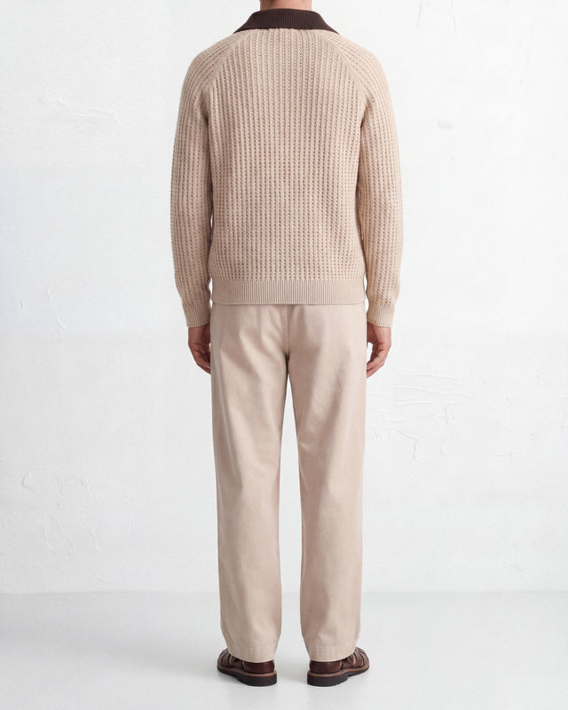 KNITTED BOMBER JACKET CAMEL / BROWN
