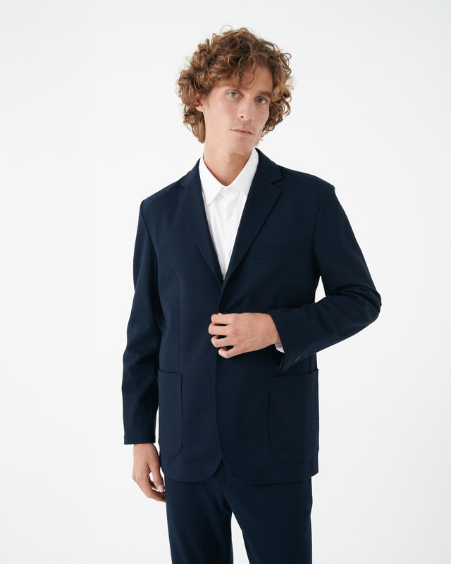 KNIT BROKEN SUIT BLAZER NAVY