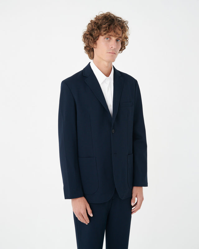 KNIT BROKEN SUIT BLAZER NAVY
