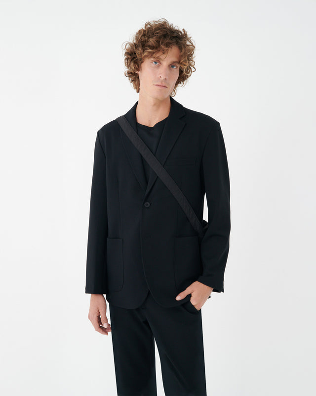 KNIT BROKEN SUIT BLAZER BLACK