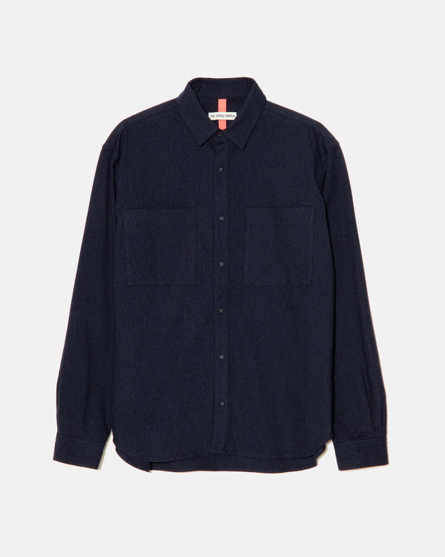 CAMISA DE ALGODÓN FLANNEL AZUL MARINO
