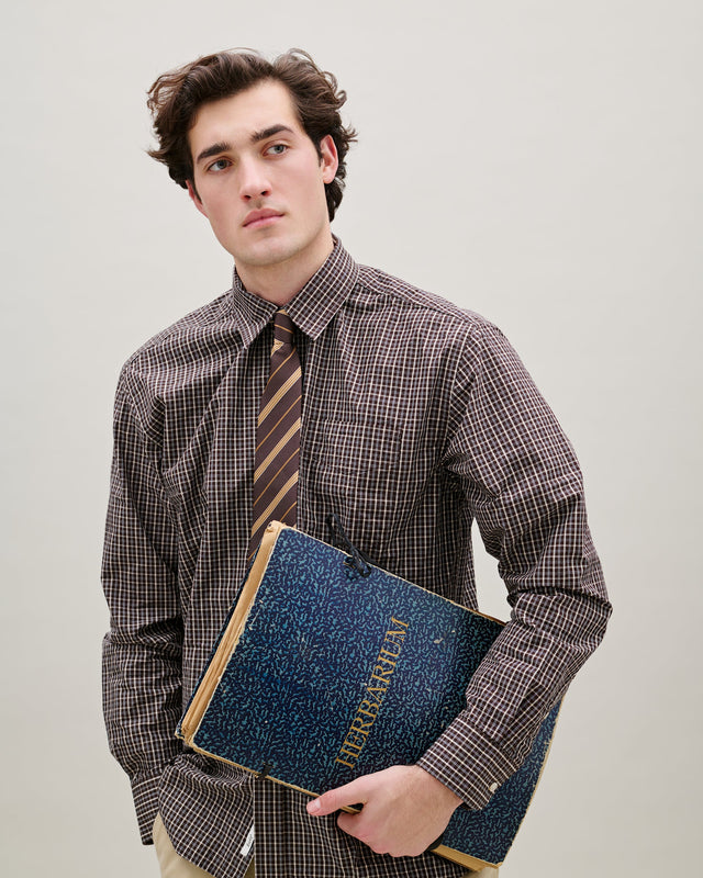FORET - CAMISA POPLIN MIX TARTAN MARRON RELAXED FIT