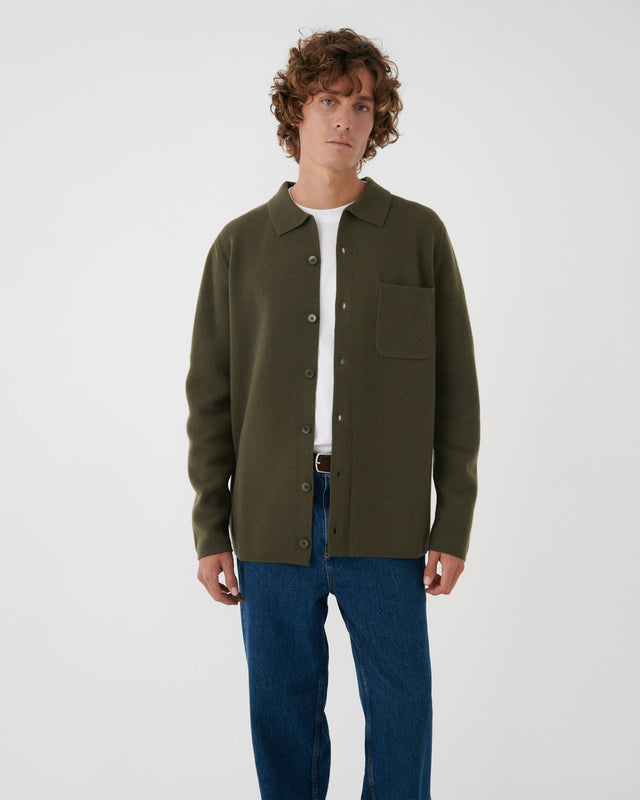 KNITTED OVERSHIRT KHAKI