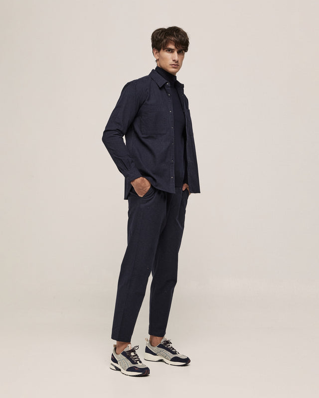 THE RELAXED COTTON FLANNEL PANTS NAVY