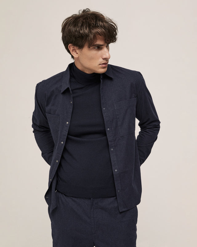 THE RELAXED COTTON FLANNEL PANTS NAVY