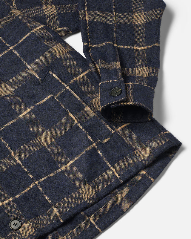FORET - SOBRECAMISA DE LANA A CUADROS NAVY