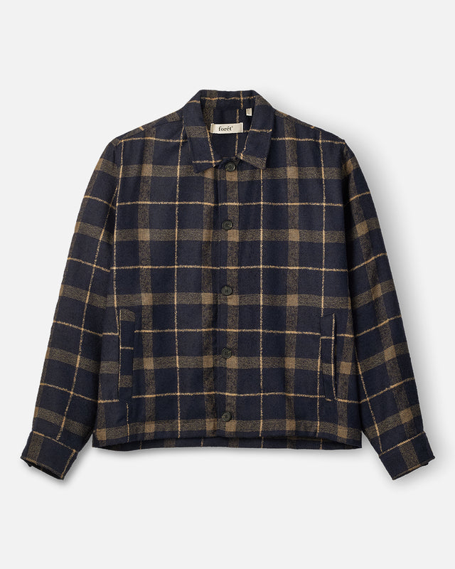 FORET - SOBRECAMISA DE LANA A CUADROS NAVY