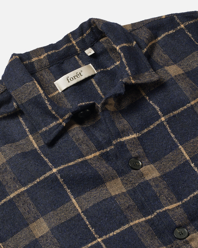 FORET - SOBRECAMISA DE LANA A CUADROS NAVY