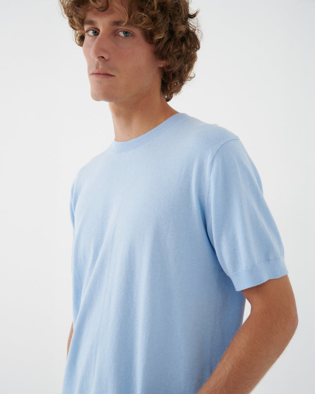 SS - CAMISETA ALGODÓN Y CASHMERE AZUL CLARO