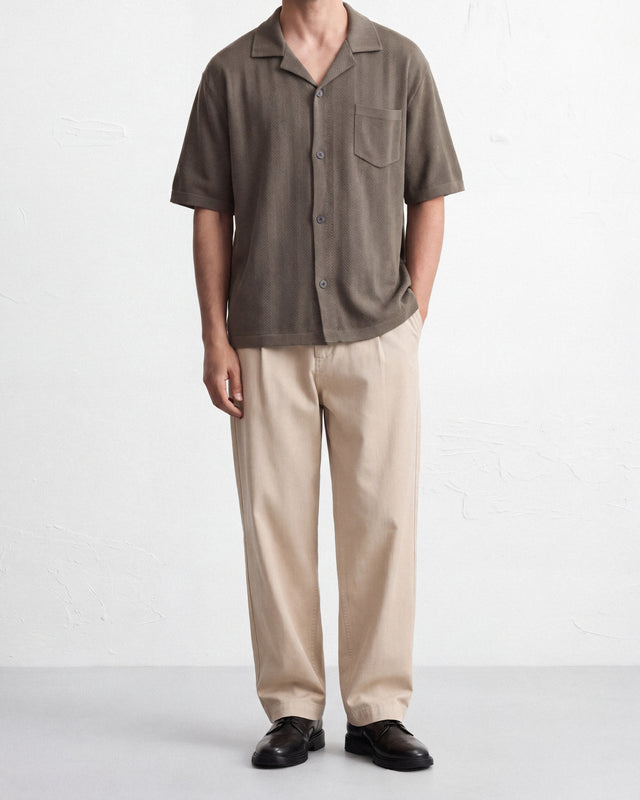 KNITTED SHORT SLEEVE SHIRT KHAKI