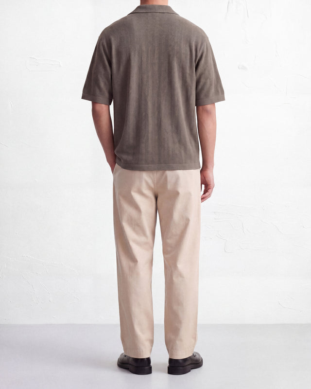 KNITTED SHORT SLEEVE SHIRT KHAKI