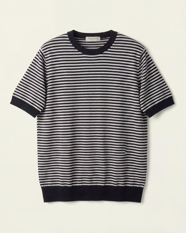 MOONCASTLE - IC4 CAMISETA A RAYAS NAVY x OFF WHITE