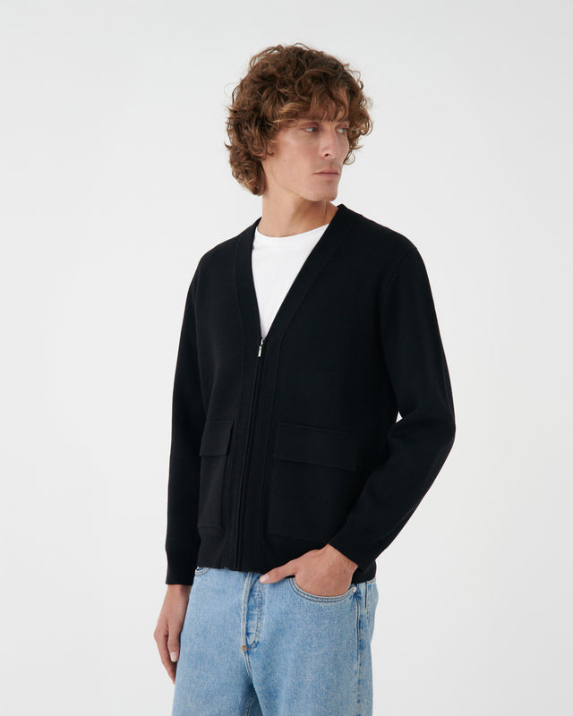 ZIPPER CARDIGAN BLACK