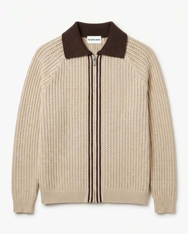 CHAQUETA BOMBER TEJIDA CAMEL / MARRON