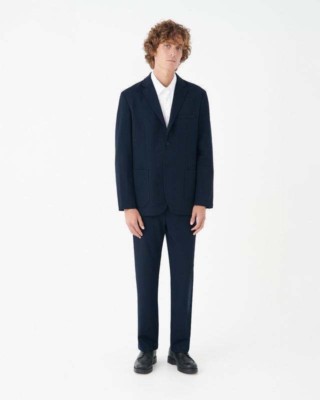 KNIT BROKEN SUIT BLAZER NAVY