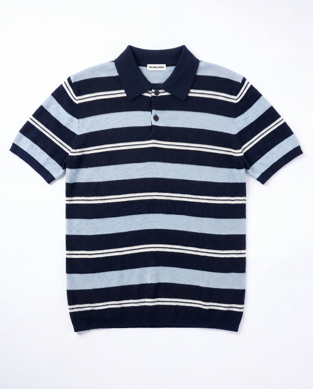 POLO DE PUNTO CON RAYAS NAVY / BLANCO