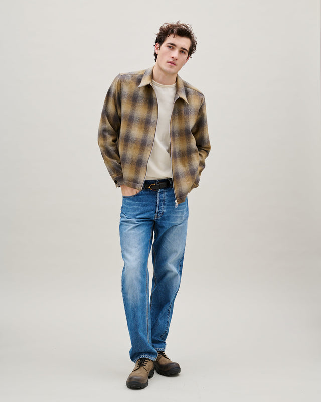 FORET - SOBRECAMISA DE LANA A CUADROS MARRON