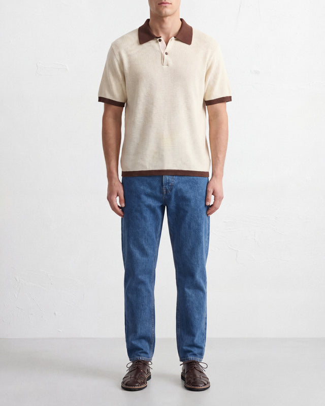 KNITTED POLO BEIGE / BROWN