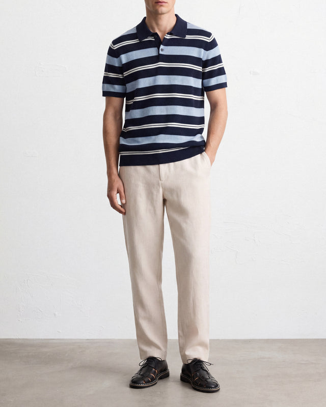 POLO DE PUNTO CON RAYAS NAVY / BLANCO