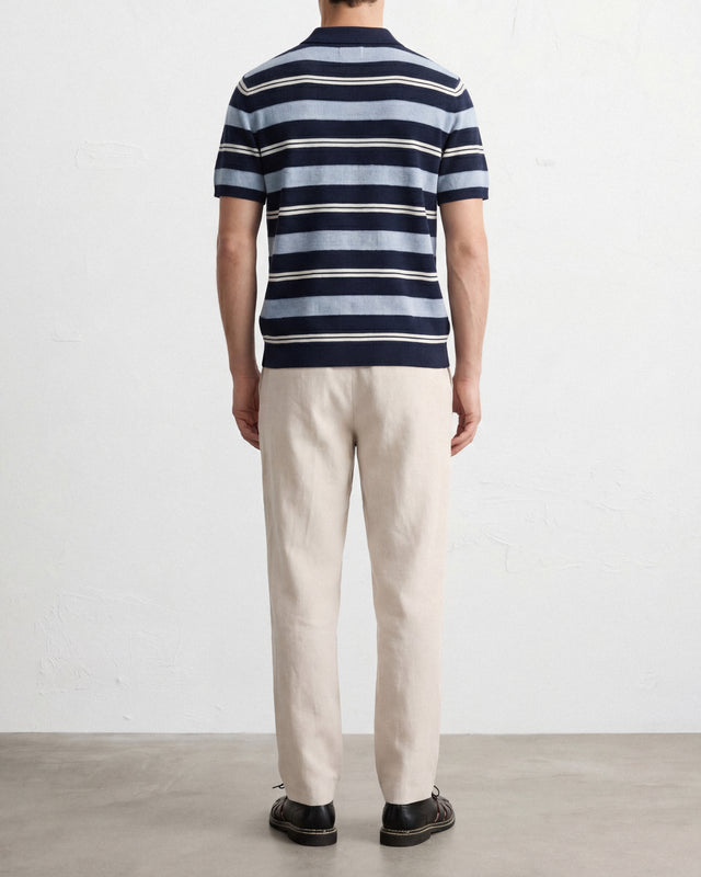 POLO DE PUNTO CON RAYAS NAVY / BLANCO