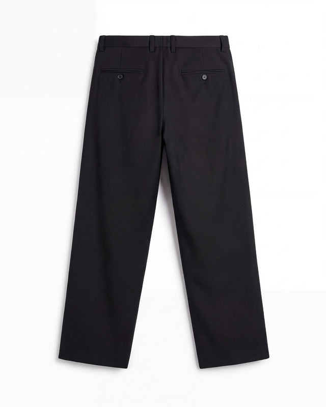 PANTALON RECTO DE LANA FRIA RELAXED FIT NEGRO