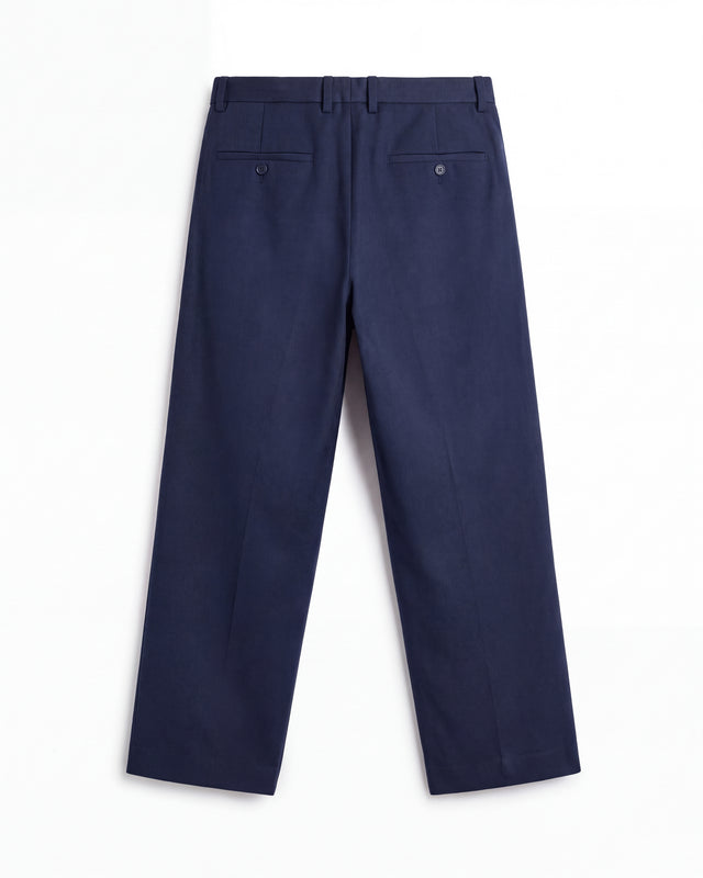 PANTALON RECTO DE LANA FRIA RELAXED FIT NAVY