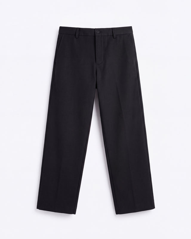 PANTALON RECTO DE LANA FRIA RELAXED FIT NEGRO