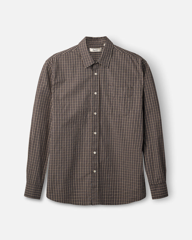 FORET - CAMISA POPLIN MIX TARTAN MARRON RELAXED FIT