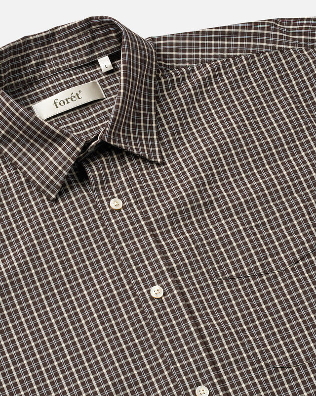 FORET - CAMISA POPLIN MIX TARTAN MARRON RELAXED FIT